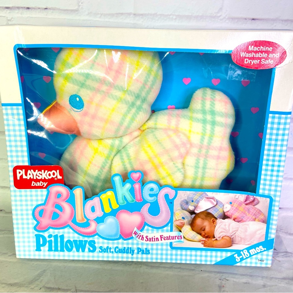 Vintage 1987 Playskool Baby Blankies Pillows Duck Security Blanket Lovey Toy NEW